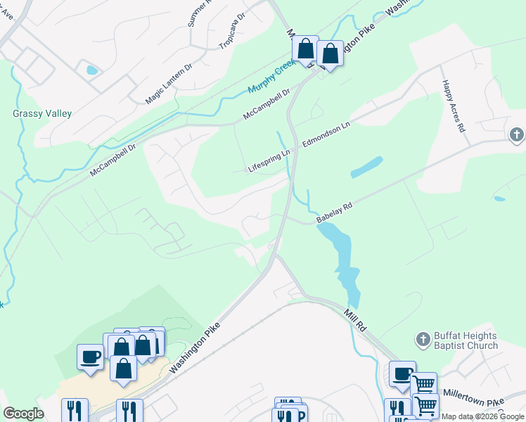 map of restaurants, bars, coffee shops, grocery stores, and more near 4500 Steeple Shadow Way in Knoxville