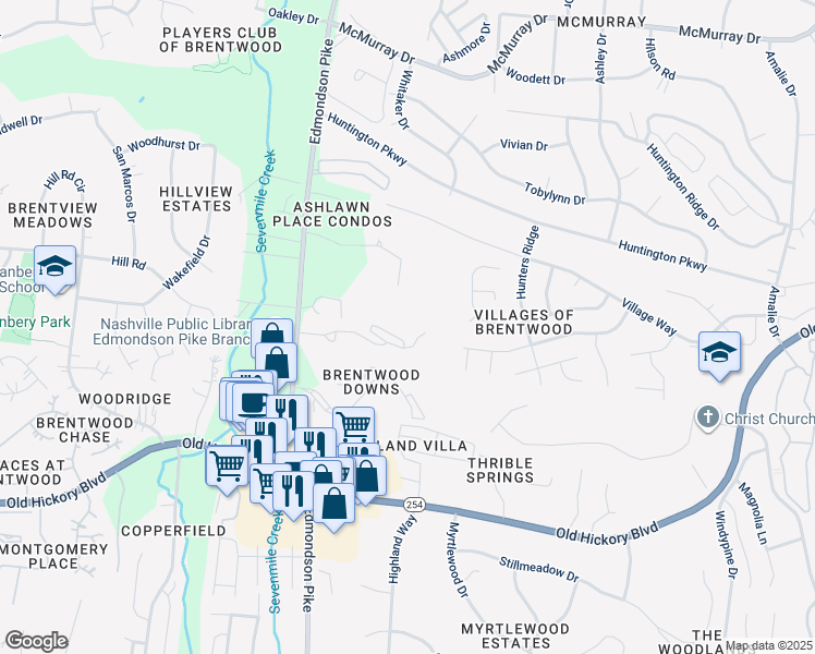 map of restaurants, bars, coffee shops, grocery stores, and more near 4844 Bevendean Drive in Nashville