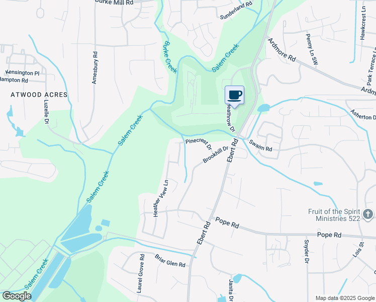 map of restaurants, bars, coffee shops, grocery stores, and more near 2950 Pinecrest Drive in Winston-Salem
