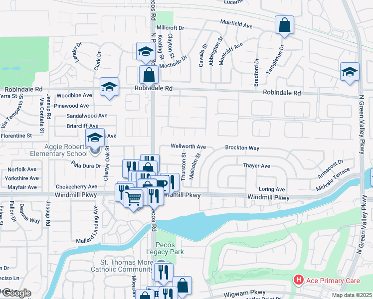 map of restaurants, bars, coffee shops, grocery stores, and more near 2521 Wellworth Avenue in Henderson
