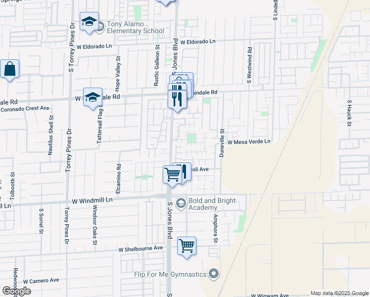 map of restaurants, bars, coffee shops, grocery stores, and more near 6022 Banbury Heights Way in Las Vegas