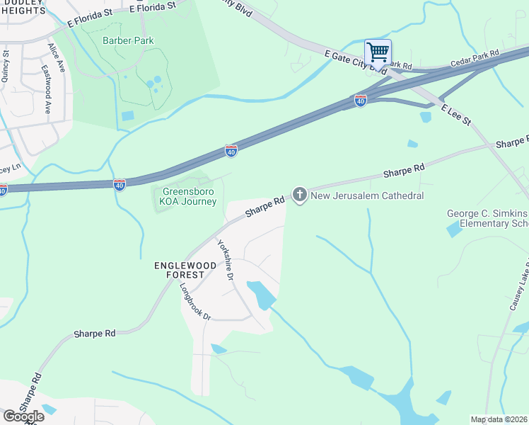 map of restaurants, bars, coffee shops, grocery stores, and more near 2517 Glen Burnie Drive in Greensboro