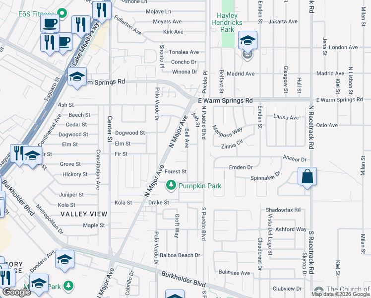 map of restaurants, bars, coffee shops, grocery stores, and more near 452 Ash Street in Henderson