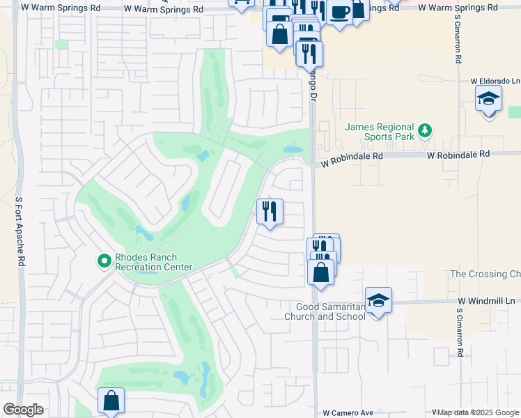 map of restaurants, bars, coffee shops, grocery stores, and more near 173 Lakewood Garden Drive in Las Vegas