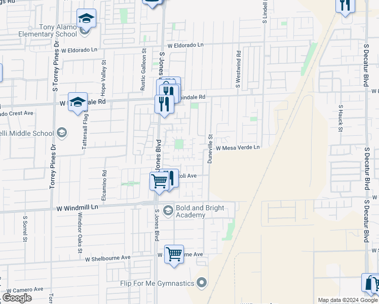 map of restaurants, bars, coffee shops, grocery stores, and more near 5919 Bristol Crest Lane in Las Vegas