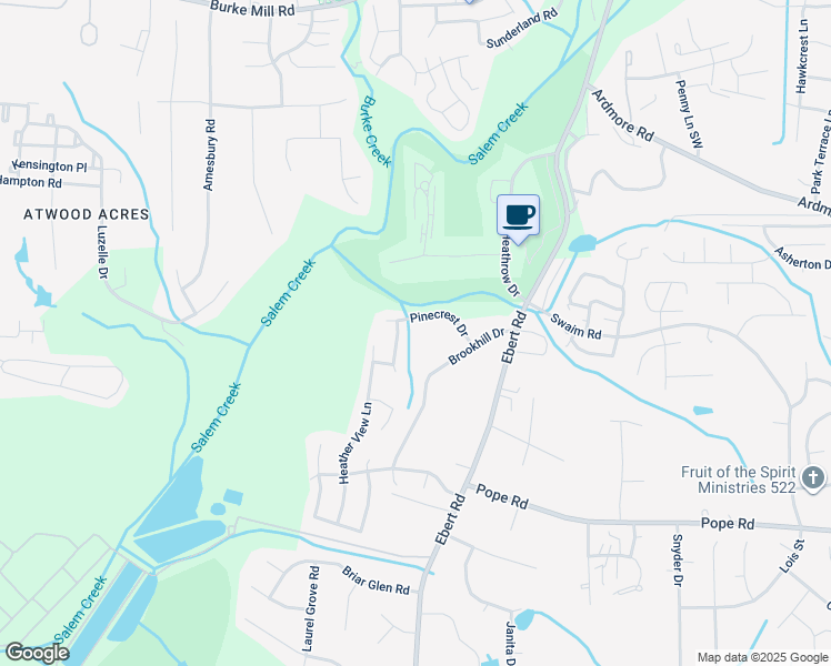 map of restaurants, bars, coffee shops, grocery stores, and more near 2950 Pinecrest Drive in Winston-Salem