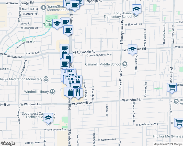 map of restaurants, bars, coffee shops, grocery stores, and more near 7882 Salt Spray Court in Las Vegas