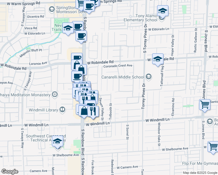 map of restaurants, bars, coffee shops, grocery stores, and more near 7882 Salt Spray Court in Las Vegas