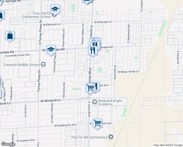 map of restaurants, bars, coffee shops, grocery stores, and more near 7909 Home Light Street in Las Vegas