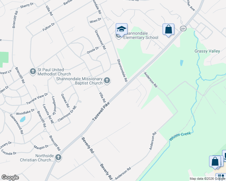 map of restaurants, bars, coffee shops, grocery stores, and more near 4409 Tazewell Pike in Knoxville