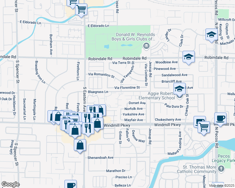 map of restaurants, bars, coffee shops, grocery stores, and more near 2737 Carnation Lane in Henderson