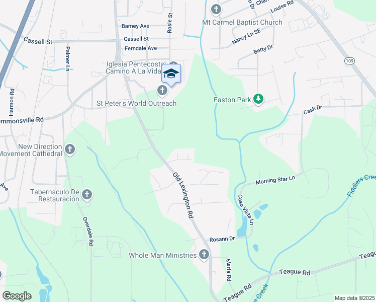 map of restaurants, bars, coffee shops, grocery stores, and more near 3713 Roseberry Lane in Winston-Salem