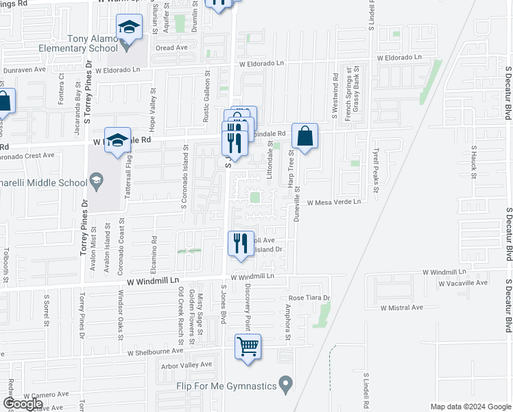 map of restaurants, bars, coffee shops, grocery stores, and more near 5975 Bristol Crest Lane in Las Vegas