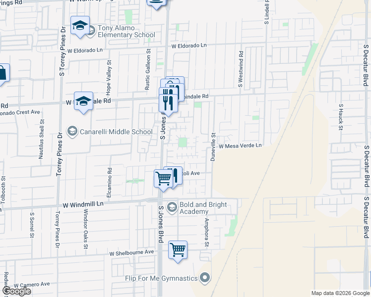 map of restaurants, bars, coffee shops, grocery stores, and more near 5967 Bristol Crest Lane in Las Vegas