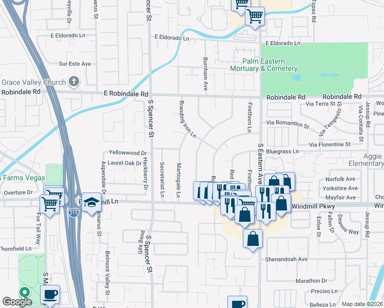 map of restaurants, bars, coffee shops, grocery stores, and more near 7939 Wishing Well Road in Las Vegas