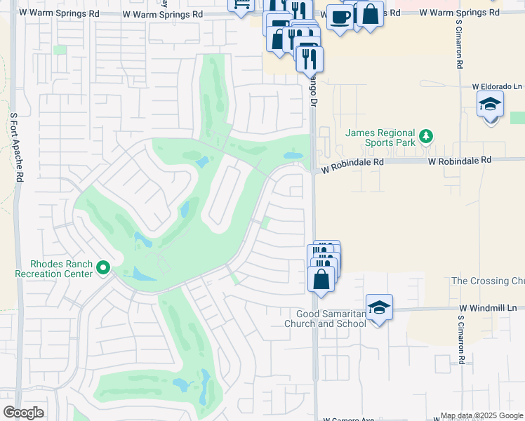 map of restaurants, bars, coffee shops, grocery stores, and more near 101 Lakewood Garden Drive in Las Vegas