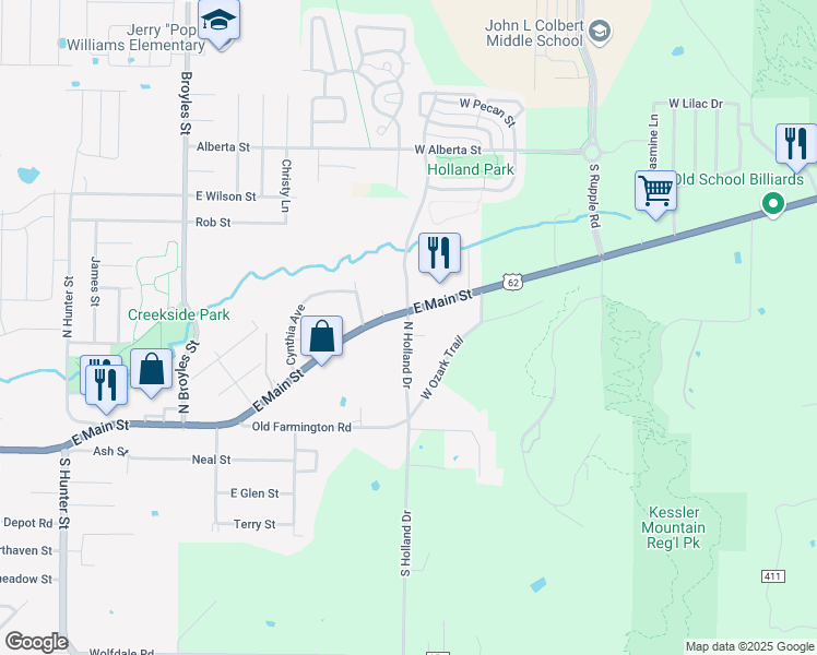 map of restaurants, bars, coffee shops, grocery stores, and more near 85 North Holland Drive in Farmington