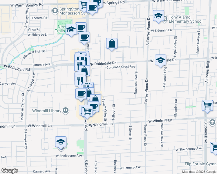 map of restaurants, bars, coffee shops, grocery stores, and more near 7869 Salt Spray Court in Las Vegas