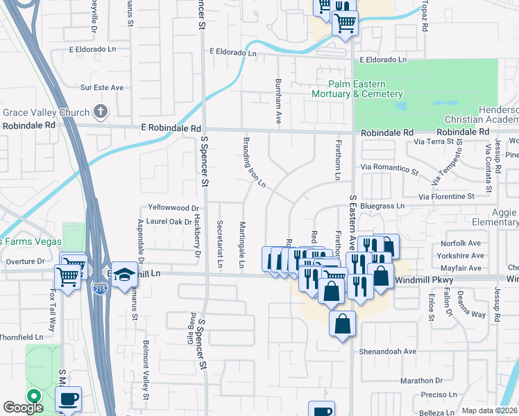 map of restaurants, bars, coffee shops, grocery stores, and more near 7901 Wishing Well Road in Las Vegas