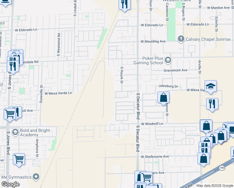 map of restaurants, bars, coffee shops, grocery stores, and more near 5047 Breaking Dawn Court in Las Vegas