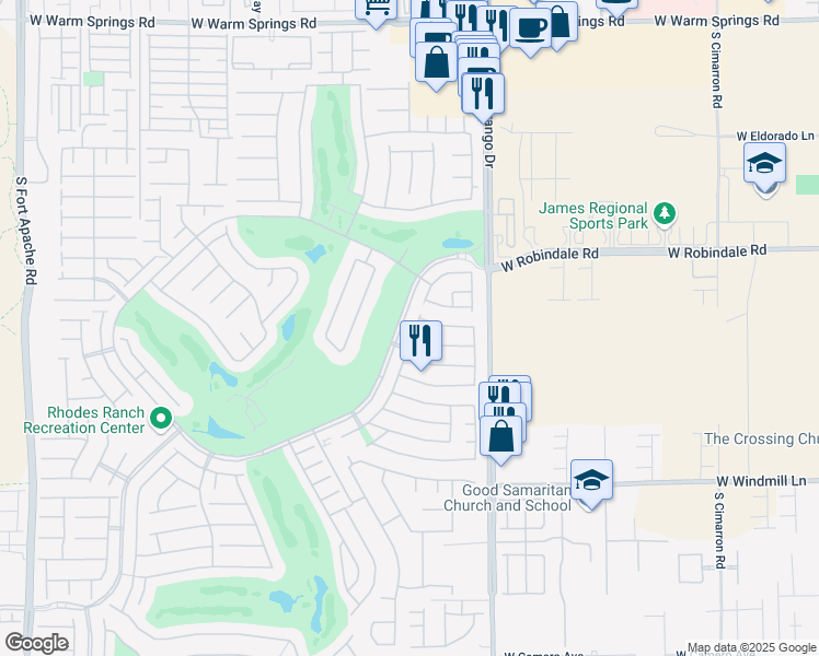map of restaurants, bars, coffee shops, grocery stores, and more near 101 Lakewood Garden Drive in Las Vegas