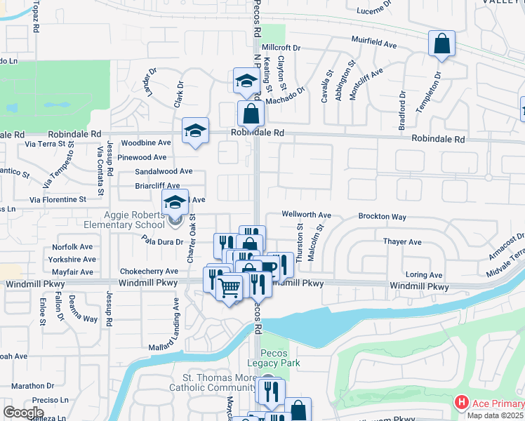 map of restaurants, bars, coffee shops, grocery stores, and more near 2546 Wellworth Avenue in Henderson