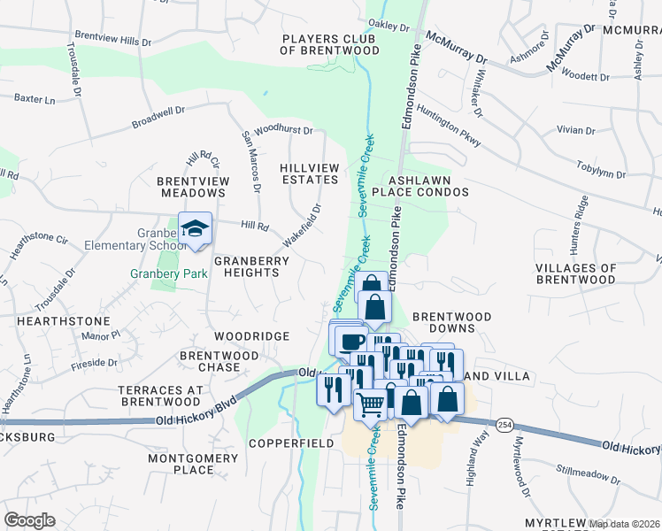 map of restaurants, bars, coffee shops, grocery stores, and more near 5433 Edmondson Pike in Nashville