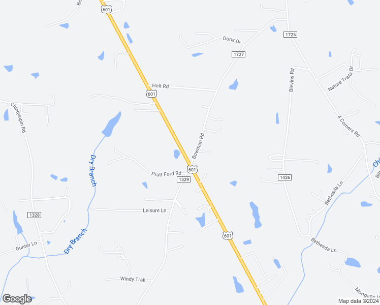 map of restaurants, bars, coffee shops, grocery stores, and more near 123 Bowman Road in Mocksville