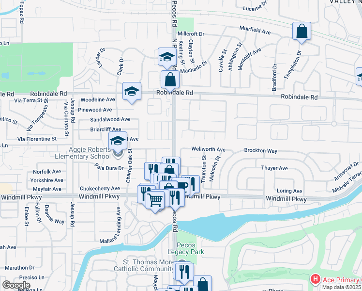 map of restaurants, bars, coffee shops, grocery stores, and more near 2544 Wellworth Avenue in Henderson