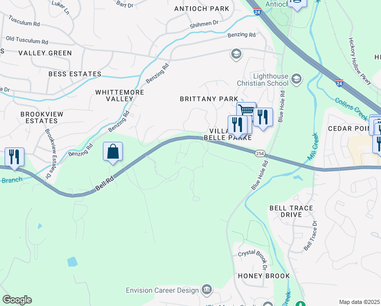 map of restaurants, bars, coffee shops, grocery stores, and more near 950 Brittany Park Drive in Nashville