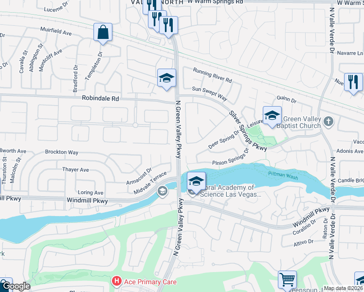 map of restaurants, bars, coffee shops, grocery stores, and more near 217 Windsong Drive in Henderson
