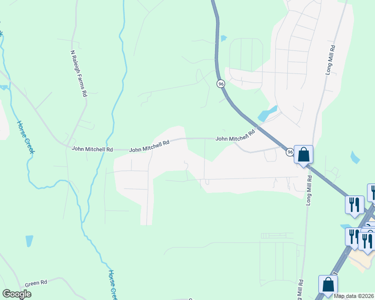 map of restaurants, bars, coffee shops, grocery stores, and more near 181 John Mitchell Road in Youngsville