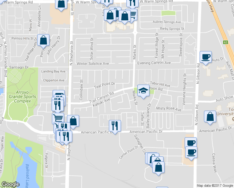map of restaurants, bars, coffee shops, grocery stores, and more near 1102 Kabuki Avenue in Henderson