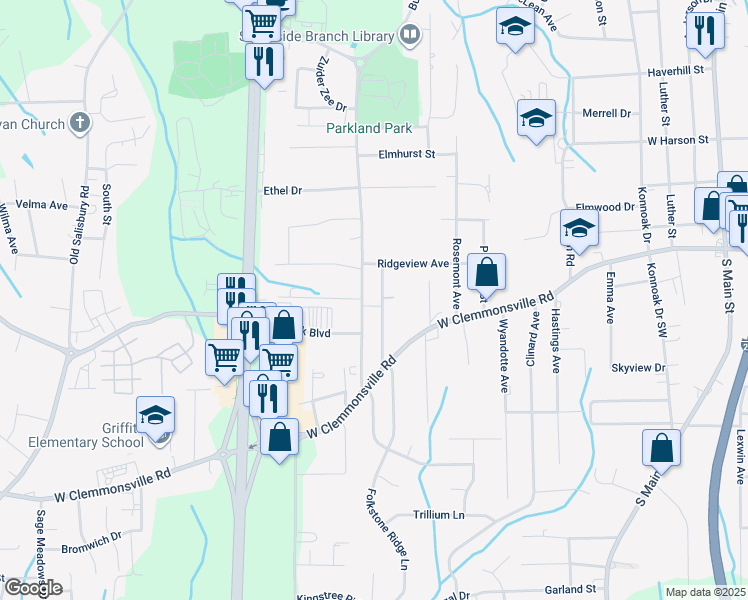 map of restaurants, bars, coffee shops, grocery stores, and more near 3666 Hege Street in Winston-Salem