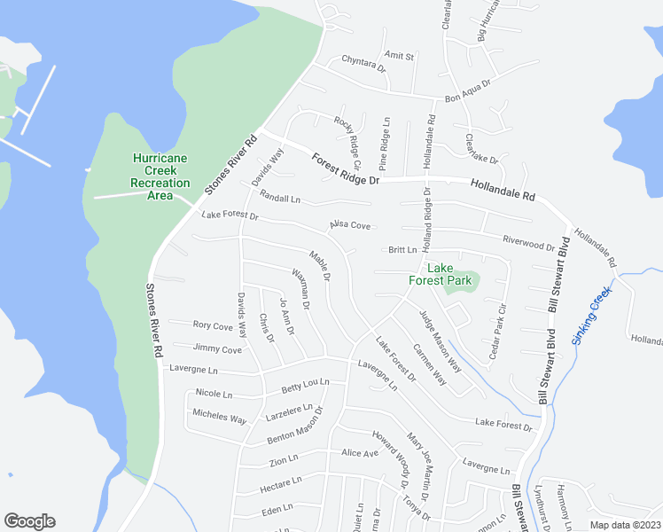 map of restaurants, bars, coffee shops, grocery stores, and more near 636 Mable Drive in La Vergne