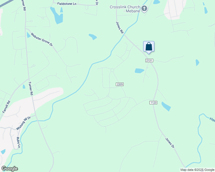map of restaurants, bars, coffee shops, grocery stores, and more near 1320 Abington Drive in Mebane