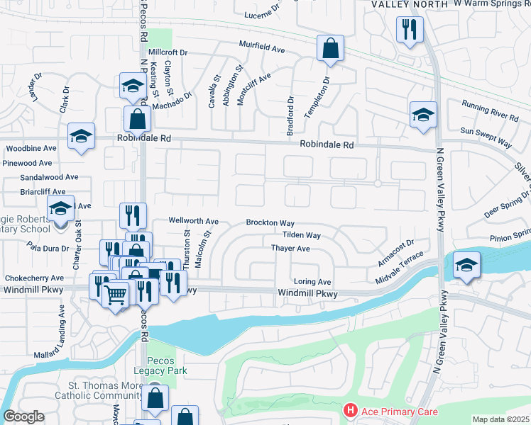 map of restaurants, bars, coffee shops, grocery stores, and more near 2338 Dolphin Court in Henderson