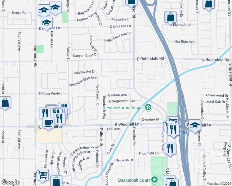 map of restaurants, bars, coffee shops, grocery stores, and more near 870 Centaur Avenue in Las Vegas