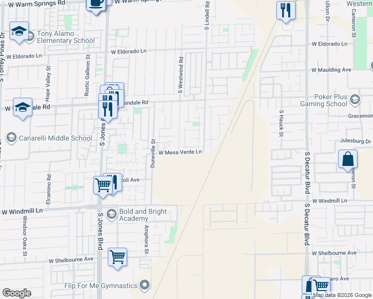 map of restaurants, bars, coffee shops, grocery stores, and more near 5615 West Sun Temple Avenue in Las Vegas