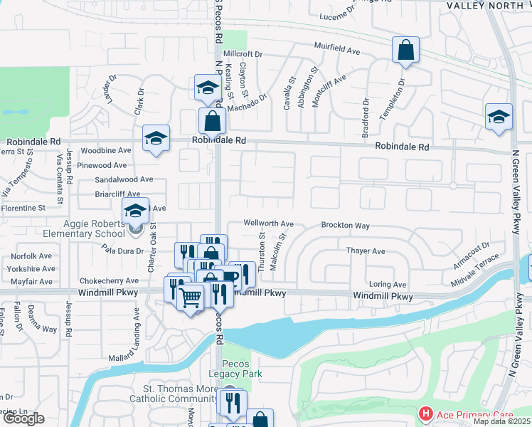 map of restaurants, bars, coffee shops, grocery stores, and more near 257 Paseo Del Lago Circle in Henderson