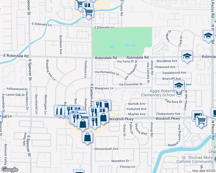 map of restaurants, bars, coffee shops, grocery stores, and more near 255 Finestra Drive in Henderson