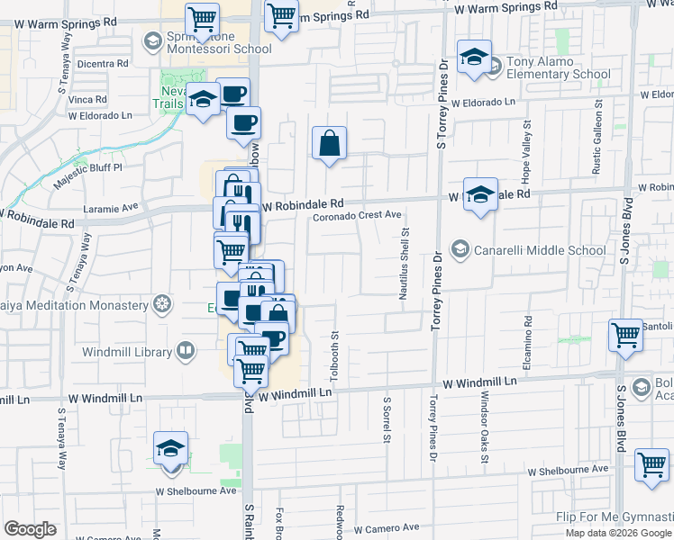 map of restaurants, bars, coffee shops, grocery stores, and more near 7851 Tidal Pool Court in Las Vegas