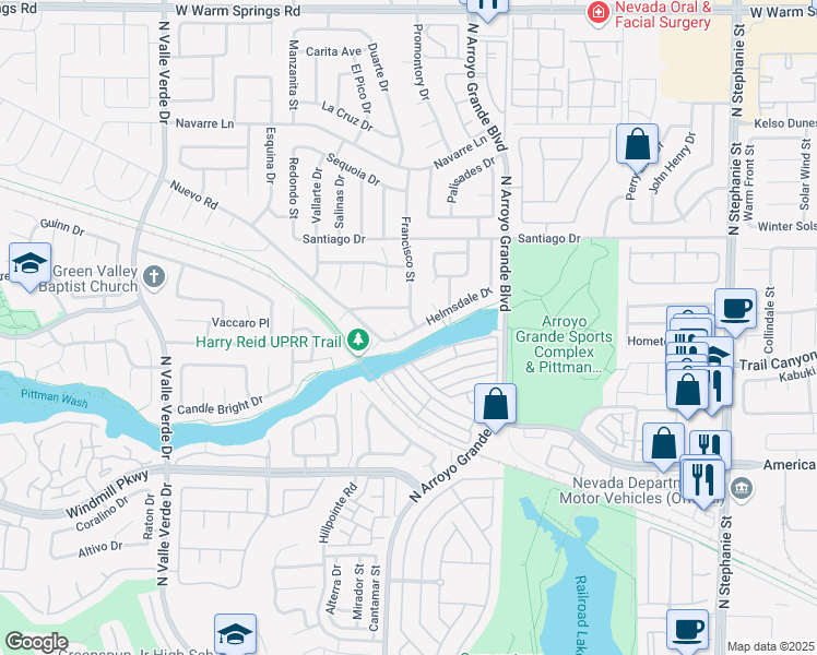 map of restaurants, bars, coffee shops, grocery stores, and more near 271 Francisco Street in Henderson