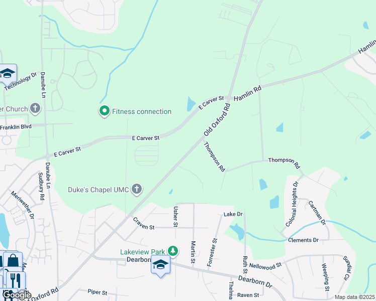 map of restaurants, bars, coffee shops, grocery stores, and more near 937 Old Oxford Road in Durham
