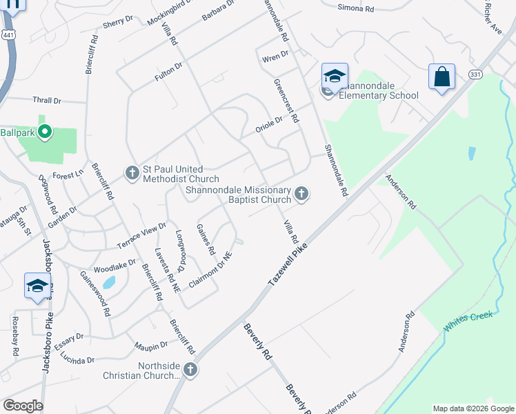 map of restaurants, bars, coffee shops, grocery stores, and more near 4311 Davron Lane in Knoxville