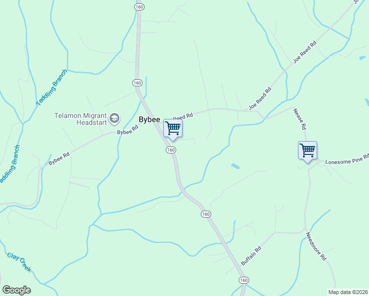 map of restaurants, bars, coffee shops, grocery stores, and more near 132 South Buckner Way in Bybee