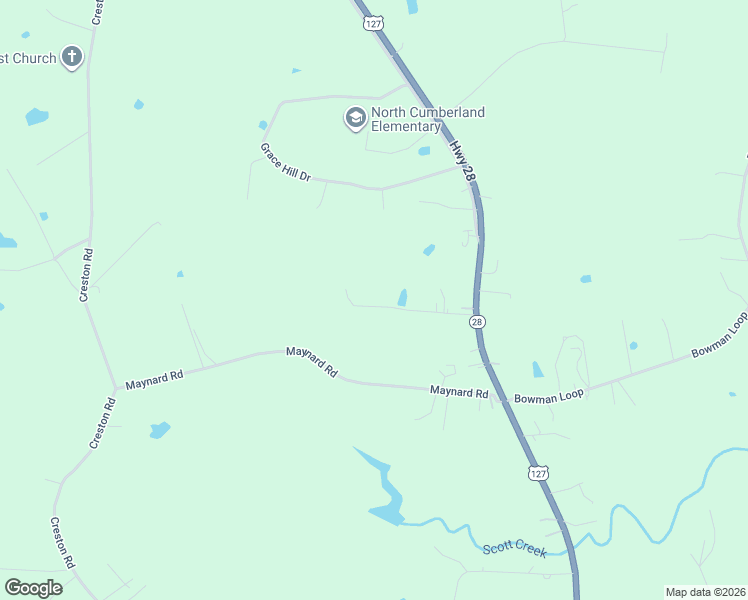 map of restaurants, bars, coffee shops, grocery stores, and more near 228 Spencer Lane in Crossville