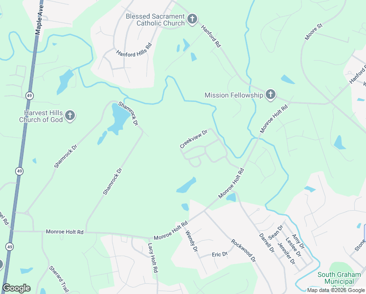 map of restaurants, bars, coffee shops, grocery stores, and more near 751 Kernodle Lane in Graham