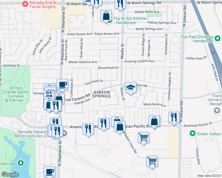 map of restaurants, bars, coffee shops, grocery stores, and more near 1094 Kabuki Avenue in Henderson