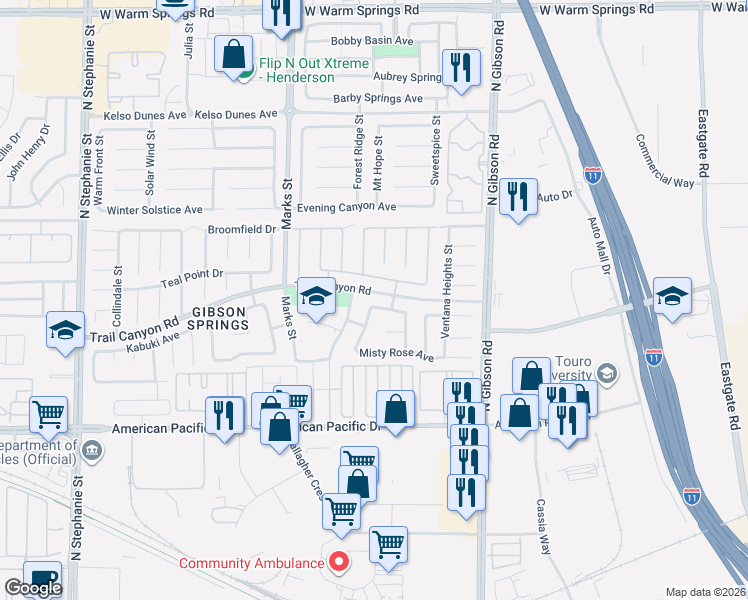 map of restaurants, bars, coffee shops, grocery stores, and more near 1042 Aspen Daisy Avenue in Henderson